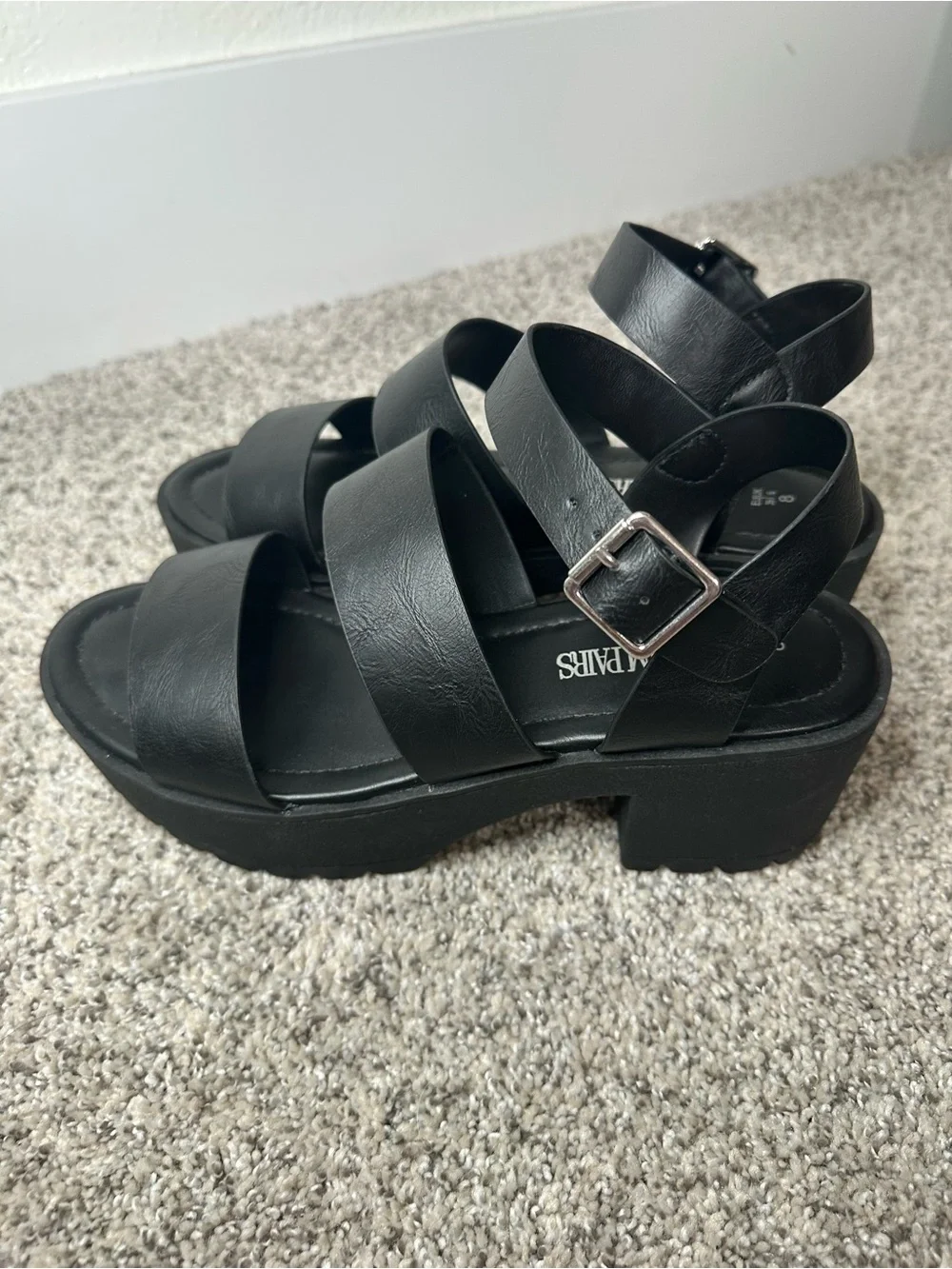 Chunky Black Platform Sandal Heels
